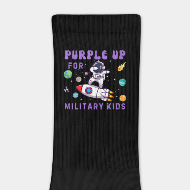 Purple Up For Military Kids Astronaut by Creatifly Graphic Tees