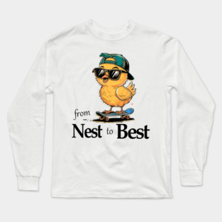 From Nest To Best Funny Baby Cool Easter Chick Sunglasses Long Sleeve T-Shirt