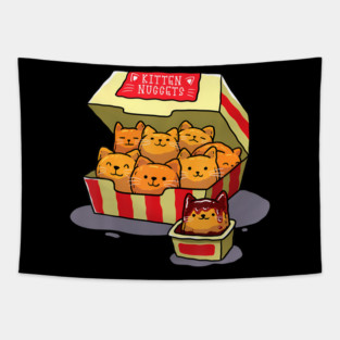 Kitten Nuggets Food Pun Cat Lover Gift Chicken Nuggets Tapestry