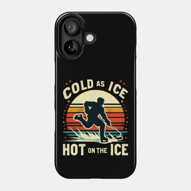 Cold as Ice, Hot on the Ice – Retro Hockey Player Design Phone Case by Ben's Store 1