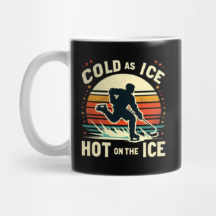 Cold as Ice, Hot on the Ice – Retro Hockey Player Design Mug