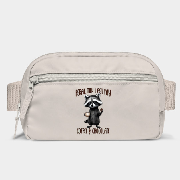 Feral Till I Get My, Coffee & Chocolate, funny raccoon by Luxinda