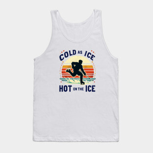 Cold as Ice, Hot on the Ice – Retro Hockey Player Design Tank Top