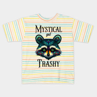 Mystical yet Trashy funny artsy raccoon design Kids T-Shirt