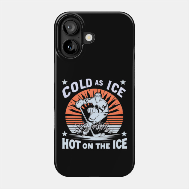 Cold as Ice, Hot on the Ice – Retro Hockey Player Design Phone Case by Ben's Store 1