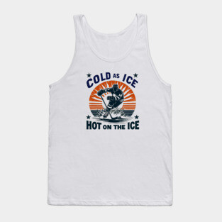 Cold as Ice, Hot on the Ice – Retro Hockey Player Design Tank Top