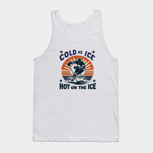 Cold as Ice, Hot on the Ice – Retro Hockey Player Design Tank Top by Ben's Store 1
