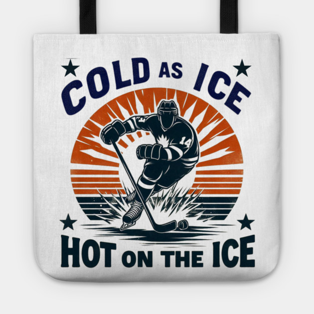 Cold as Ice, Hot on the Ice – Retro Hockey Player Design Tote by Ben's Store 1