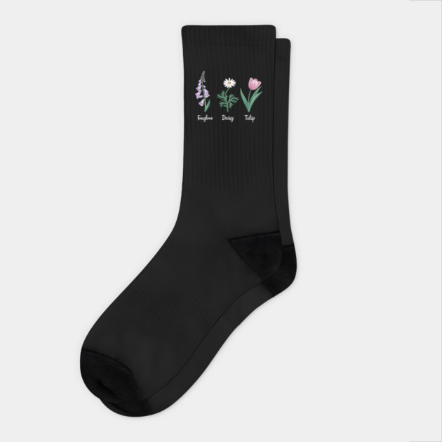 Subtle Floral Anti-Trump – Foxglove Daisy Tulip Political Statement Socks by ArtistTee ⭐⭐⭐⭐⭐