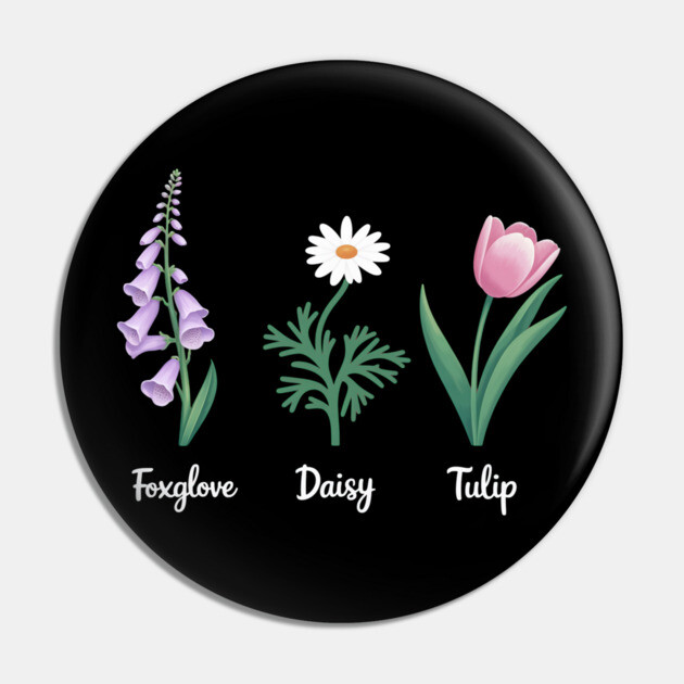 Subtle Floral Anti-Trump – Foxglove Daisy Tulip Political Statement Pin by ArtistTee ⭐⭐⭐⭐⭐