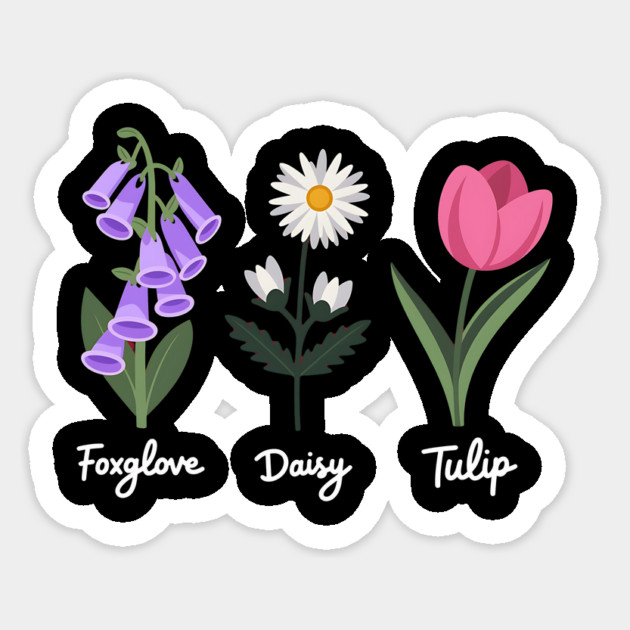 Subtle Floral Anti-Trump – Foxglove Daisy Tulip Sticker by ArtistTee ⭐⭐⭐⭐⭐