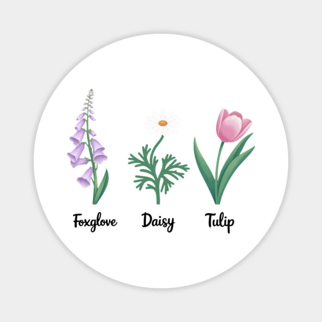 Subtle-Floral-Anti-Trump–Foxglov-Daisy-Tulip Magnet by ArtistTee ⭐⭐⭐⭐⭐