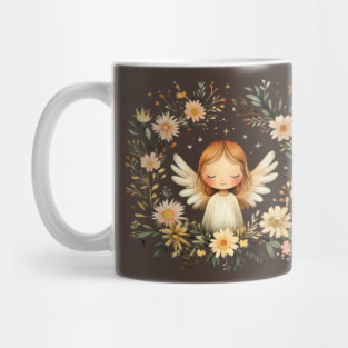 Ethereal Angel Art – Whimsical Boho Guardian Angel Illustration Mug