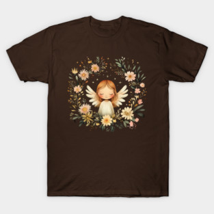 Ethereal Angel Art – Whimsical Boho Guardian Angel Illustration T-Shirt