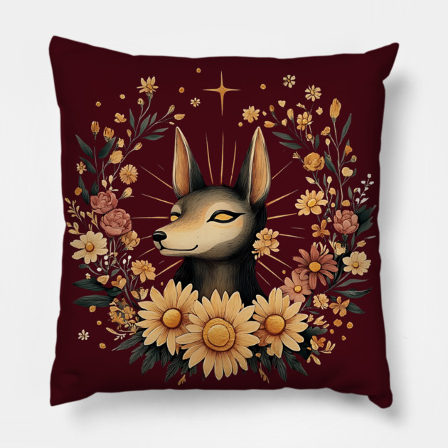 Anubis Egyptian Mythology Art – Dark Boho Aesthetic Pillow by TuncGK