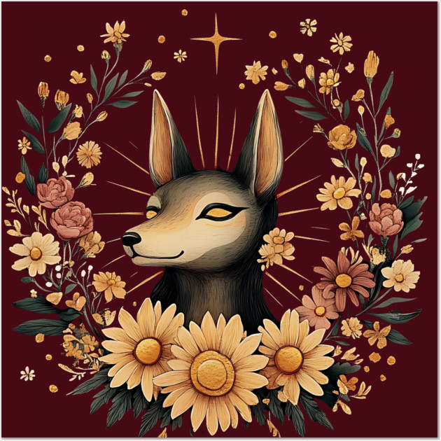 Anubis Egyptian Mythology Art – Dark Boho Aesthetic Wall Art by TuncGK