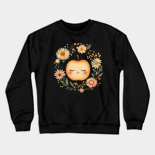 Cute Kawaii Apple – Whimsical Autumn Cottagecore Art Crewneck Sweatshirt