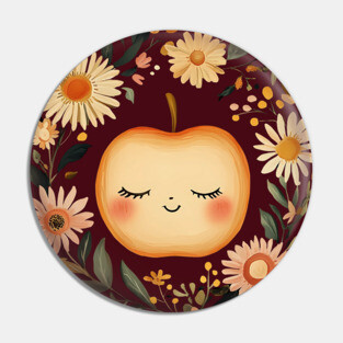 Cute Kawaii Apple – Whimsical Autumn Cottagecore Art Pin