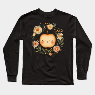 Cute Kawaii Apple – Whimsical Autumn Cottagecore Art Long Sleeve T-Shirt
