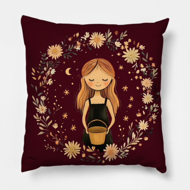 Aquarius Zodiac Sign – Bohemian Astrology Art Pillow by TuncGK
