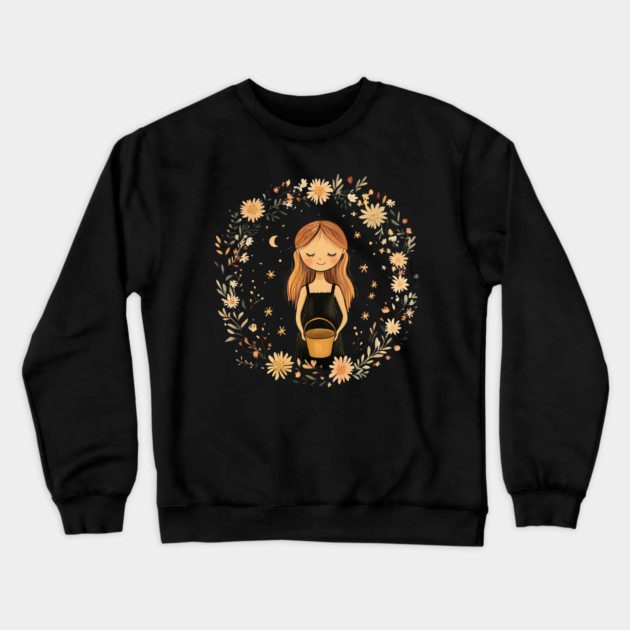 Aquarius Zodiac Sign – Bohemian Astrology Art Crewneck Sweatshirt by TuncGK