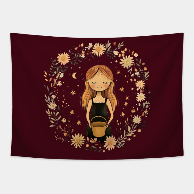 Aquarius Zodiac Sign – Bohemian Astrology Art Tapestry by TuncGK