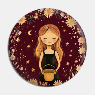 Aquarius Zodiac Sign – Bohemian Astrology Art Pin