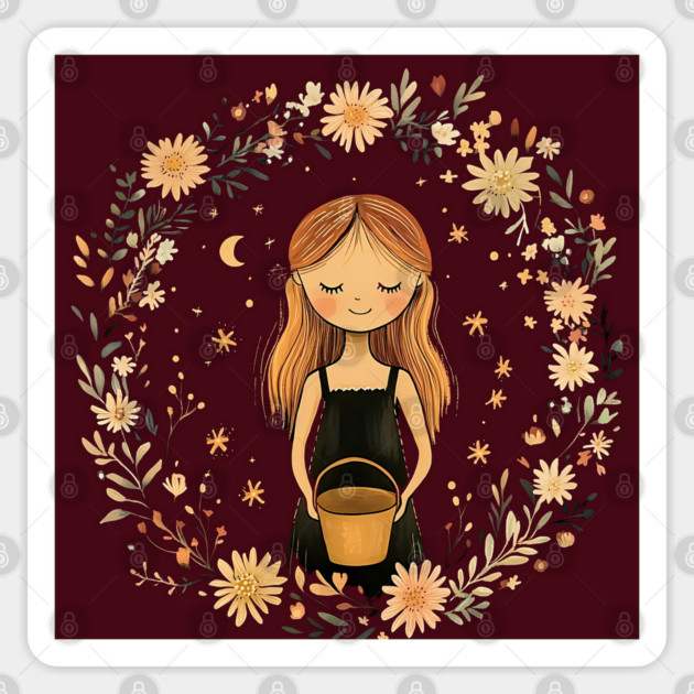 Aquarius Zodiac Sign – Bohemian Astrology Art Sticker by TuncGK