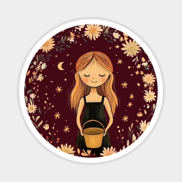 Aquarius Zodiac Sign – Bohemian Astrology Art Magnet by TuncGK