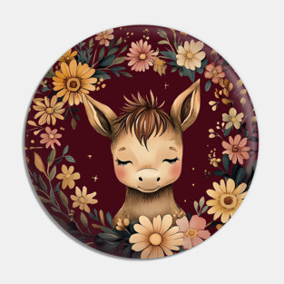 Cute Baby Donkey – Cottagecore Farm Animal Art Pin