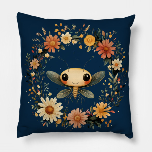 Adorable Baby Mantis – Minimalist Nature-Inspired Art Pillow by TuncGK