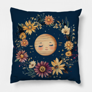 Cute Baby Saturn – Whimsical Celestial Space Art Pillow