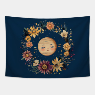 Cute Baby Saturn – Whimsical Celestial Space Art Tapestry