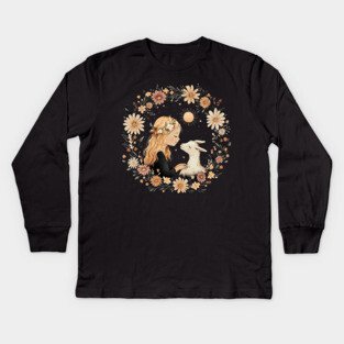 Capricorn Zodiac Sign – Vintage Earthy Astrology Art Kids Long Sleeve T-Shirt