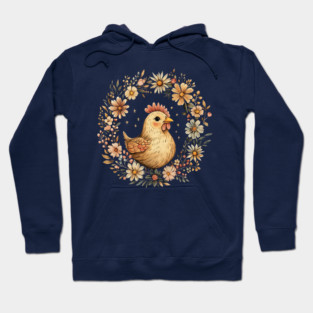 Rustic Chicken Illustration – Cozy Farmhouse Cottagecore Art Hoodie