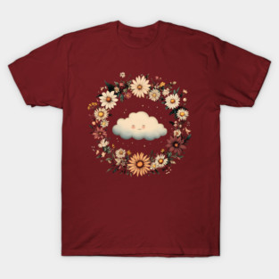 Kawaii Cloud Art – Minimalist Sky Aesthetic Print T-Shirt
