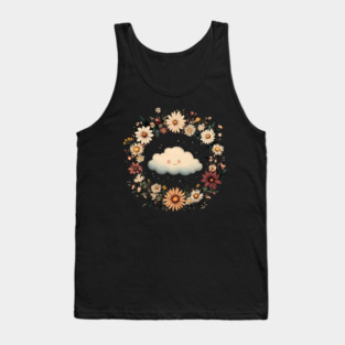 Kawaii Cloud Art – Minimalist Sky Aesthetic Print Tank Top