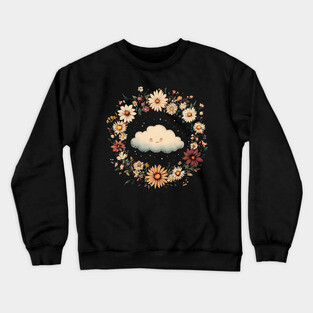 Kawaii Cloud Art – Minimalist Sky Aesthetic Print Crewneck Sweatshirt
