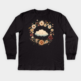 Kawaii Cloud Art – Minimalist Sky Aesthetic Print Kids Long Sleeve T-Shirt