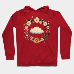 Kawaii Cloud Art – Minimalist Sky Aesthetic Print Hoodie