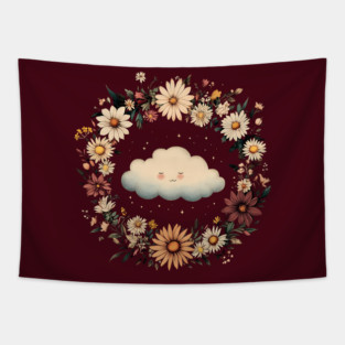 Kawaii Cloud Art – Minimalist Sky Aesthetic Print Tapestry