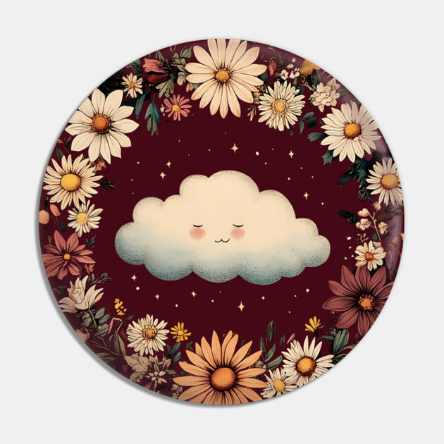 Kawaii Cloud Art – Minimalist Sky Aesthetic Print Pin by TuncGK