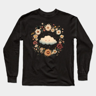 Kawaii Cloud Art – Minimalist Sky Aesthetic Print Long Sleeve T-Shirt