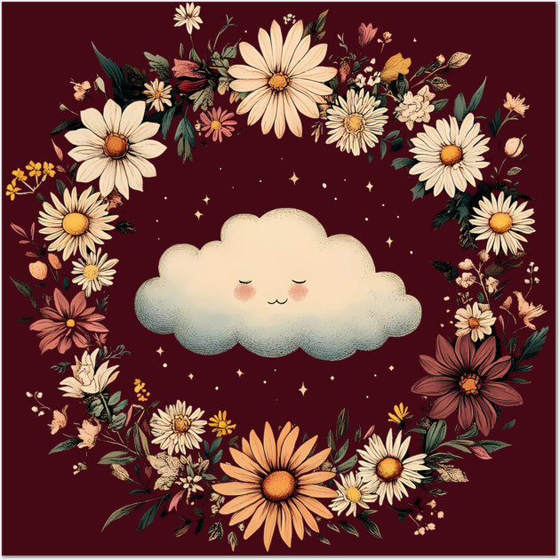 Kawaii Cloud Art – Minimalist Sky Aesthetic Print Wall Art by TuncGK