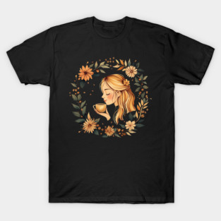 Cozy Coffee Lover Art – Warm Aesthetic Caffeine Print T-Shirt