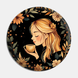 Cozy Coffee Lover Art – Warm Aesthetic Caffeine Print Pin