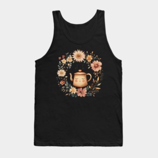 Vintage Coffee Pot Art – Rustic Kitchen Illustration Tank Top