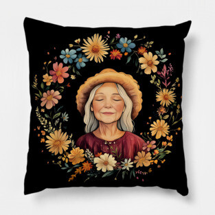 Wholesome Grandma Art – Cozy Nostalgic Family Illustration Pillow