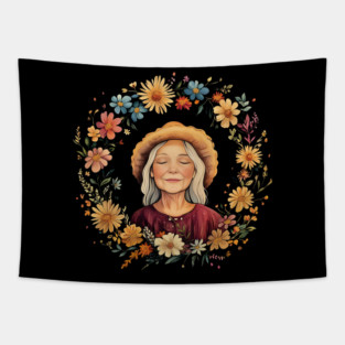 Wholesome Grandma Art – Cozy Nostalgic Family Illustration Tapestry