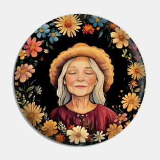 Wholesome Grandma Art – Cozy Nostalgic Family Illustration Pin